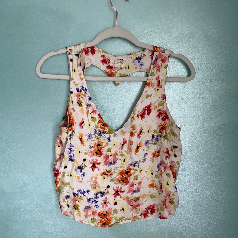 Cute Floral Heart Cutout Top